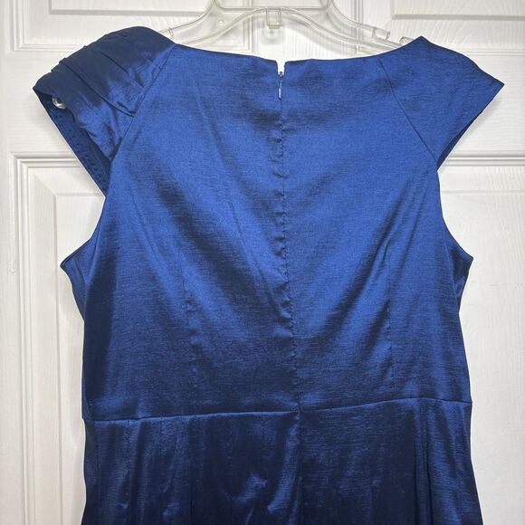 Jessica Howard Evenings Women’s Size 12 Navy Blue Satin Pleated Cocktail Dress - Picture 8 of 10